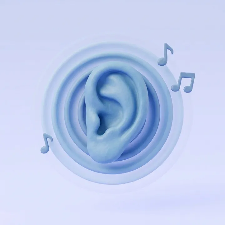 Aurivit — illustration of an ear surrounded by soft sound waves
